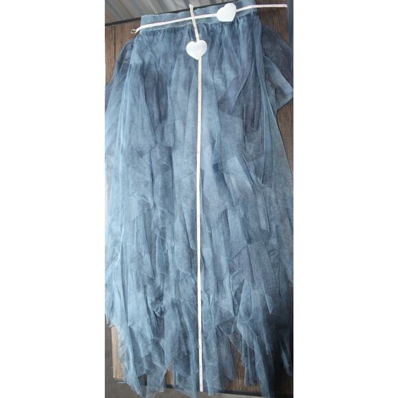 Tiered Tulle Maxi Skirt Long Length Grey Blue Dark Fairy Magical Witchy Hippie - Picture 6 of 9
